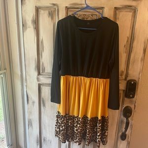 Colorblock Leopard Tunic/Dress. Size XL